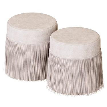 Elegant Fringed Muslin Pouf 3D model image 1 