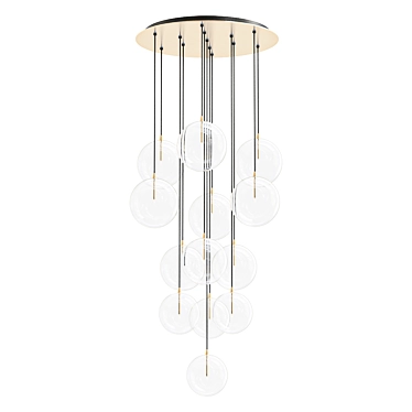 13 Globe Brass and Glass Chandelier 3D model image 1 