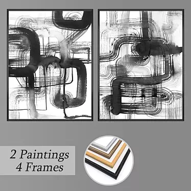 Diverse Art Set: 2 Paintings & 4 Frames 3D model image 1 