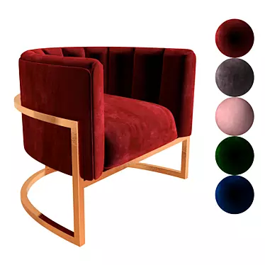 Corduroy Armchair: Five Color Options 3D model image 1 