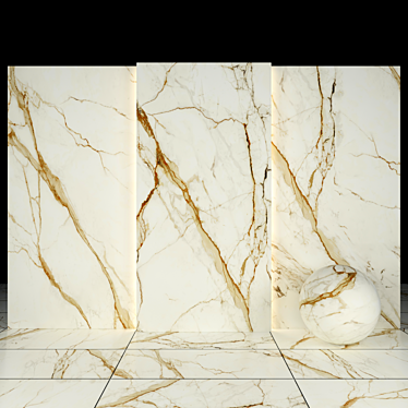 Luxury Gold Calacatta Tile: Texture Bundle 3D model image 1 