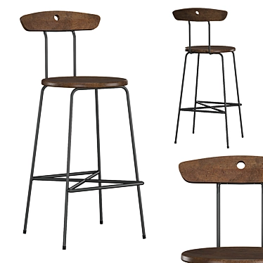 Industrial Iron Anna Stool 3D model image 1 