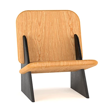 Elegant Dolmena Black & Oak Chair 3D model image 1 