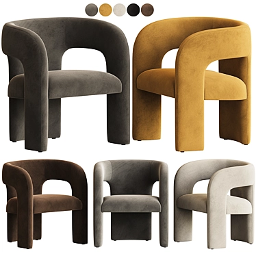 Dunloe Velvet Chair: Elegant and Versatile 3D model image 1 