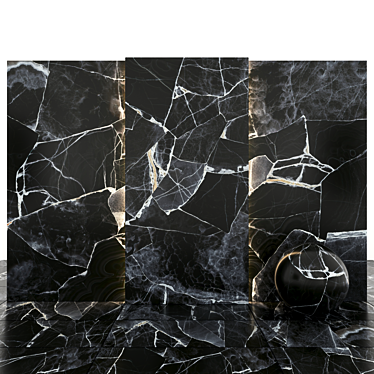 Elegant Black Marble Slabs: 8 Textures with High Gloss 3D model image 1 