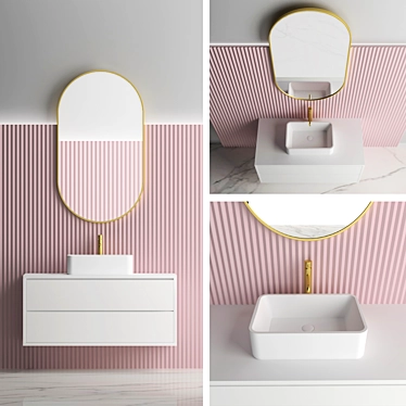 Modern Illuminated Bathroom Set 3D model image 1 