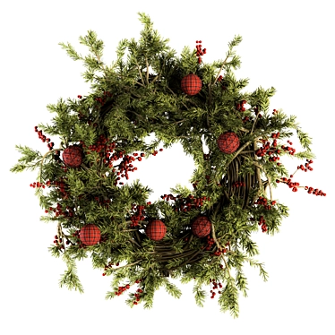  Festive Holiday Wreath - Red and Green Christmas Décor 3D model image 1 