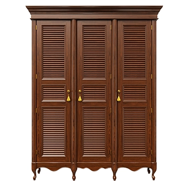 Solid Wood Wardrobe 3D model image 1 