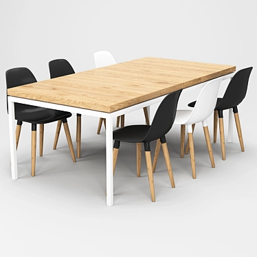 Sleek Dining Set: Table & Chairs 3D model image 1 