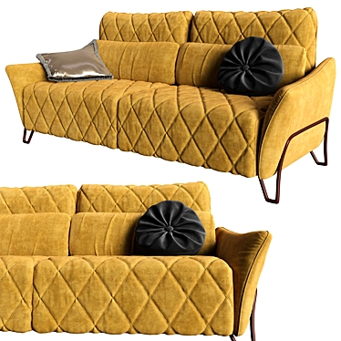 Elegant Rhomboid Quilted Sofa 3D model image 1 