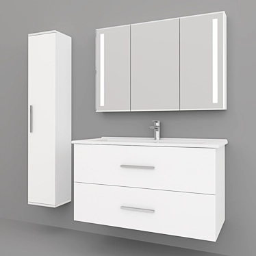 Praktik White Bathroom Furniture Collection by Kaksa-A 3D model image 1 
