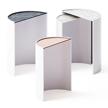 Elegant Contour Set: Marble & Glass Side Tables 3D model image 1 