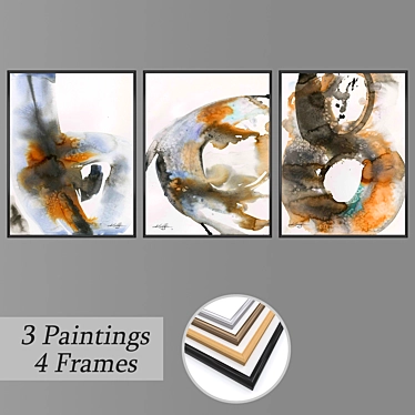 3-Piece Wall Painting Set 3D model image 1 