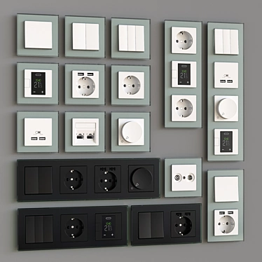 Schneider Exxact Solid Wall Switches & Sockets 3D model image 1 