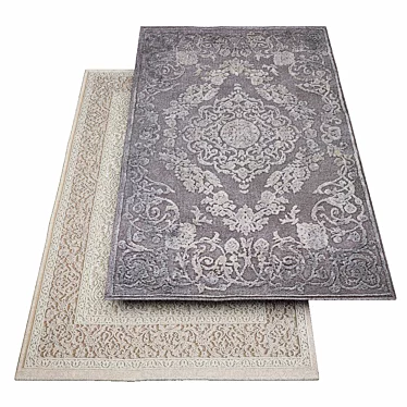 Vintage Medallion Grey Rug: Timeless Elegance 3D model image 1 