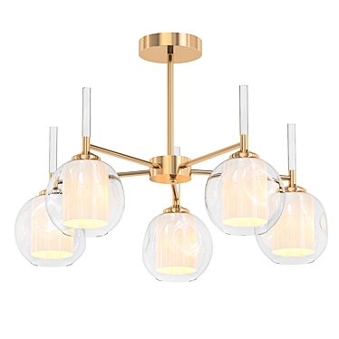 Dual-Dome Cracked Glass Chandelier 3D model image 1 