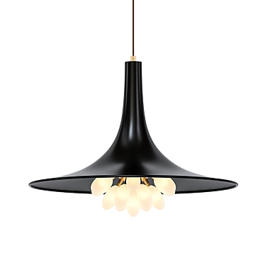 Elegant Cluster Pendant with Black Metal and Beige Glass Shades 3D model image 1 