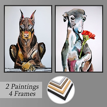 Modern Wall Art Set with Frame Options 3D model image 1 