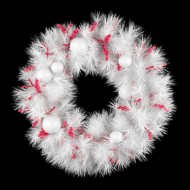 Frosty White Christmas Wreath 3D model image 1 