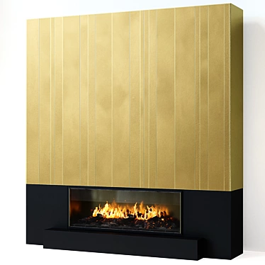 Modern Brass Panel Fireplace 3D model image 1 