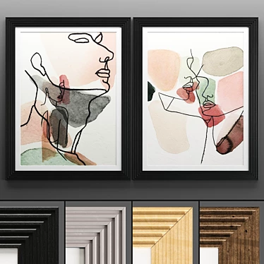 Modern Art Frame Set - 2 Frames, 4 Textures 3D model image 1 