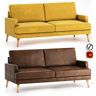 Luxurious Hevith Barhat Sofa 3D model image 1 