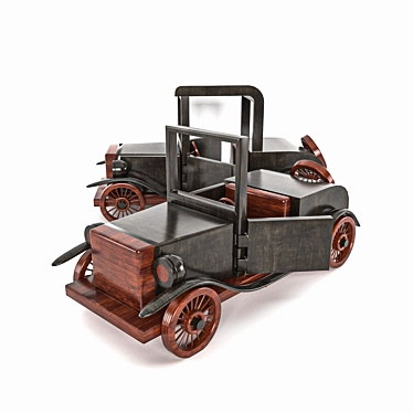 Vintage Wooden Toy Cars 3D model image 1 