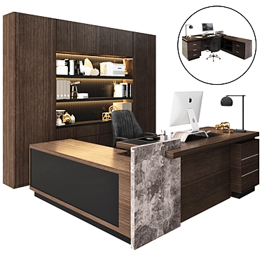 Modern CEO Office Desk Set 3D model image 1 