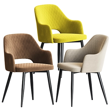 Elegant Velvet Armrests for William Chair 3D model image 1 