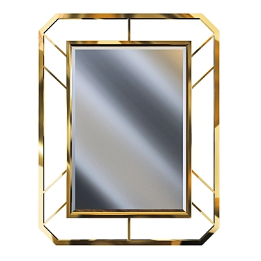 Golden Metal Frame Mirror 3D model image 1 