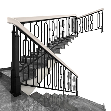 Elegant Wrought Iron Staircase 3D model image 1 