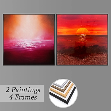 Versatile Wall Art Set: 2 Paintings, 4 Frame Options 3D model image 1 