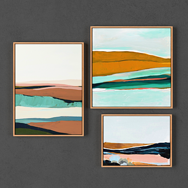 Modern Collection of 3 Framed Paintings 3D model image 1 