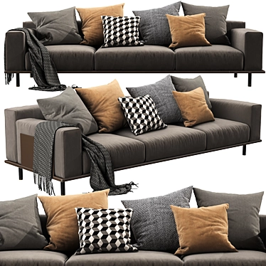 Meridiani TIMOTHY KUOIO 3-Seater Sofa: Modern Elegance for Your Home. 3D model image 1 