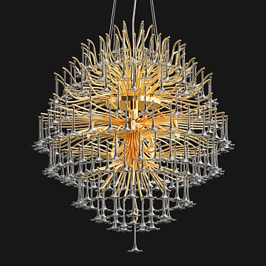 Gleaming Sphere Chandelier with Glass Drops 3D model image 1 