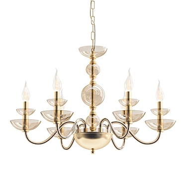 Classical Gold Chandelier with Curved Arms 3D model image 1 