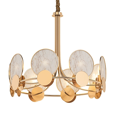 Modern Brass Chandelier with Marbled Shades 3D model image 1 