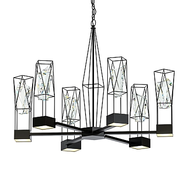 Crystal Jewel Rectangle Pendant Chandelier 3D model image 1 