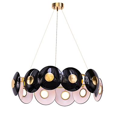 Modern Gold and White Ring Chandelier 3D model image 1 