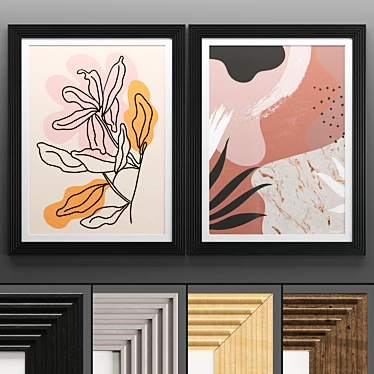  Modern Art Frame Set - 2 Frames with Textured Design 3D model image 1 