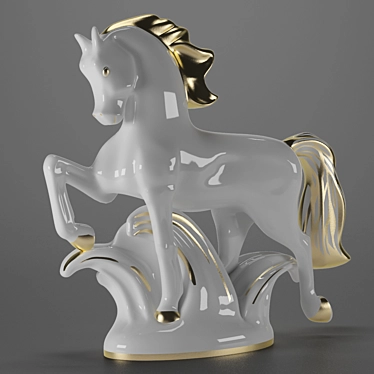 Title: Enchanting Fire Horse Porcelain Figurine 3D model image 1 
