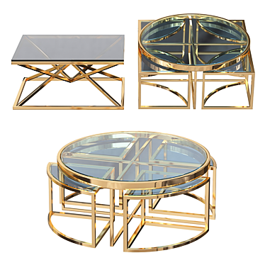 Golden Elegance: Eichholtz Glass Coffee Table 3D model image 1 