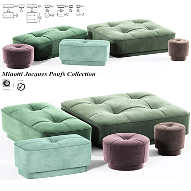 Sophisticated Minotti Jacques Poufs 3D model image 1 