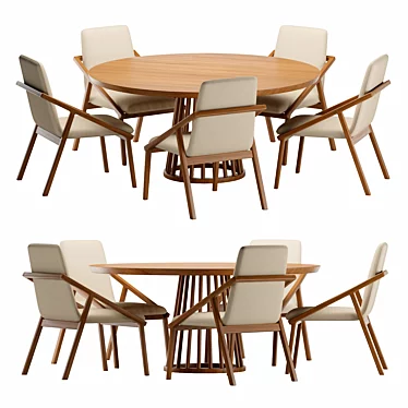 Elegant Dining Set: Poly 20,480 & Verts 21,148 3D model image 1 