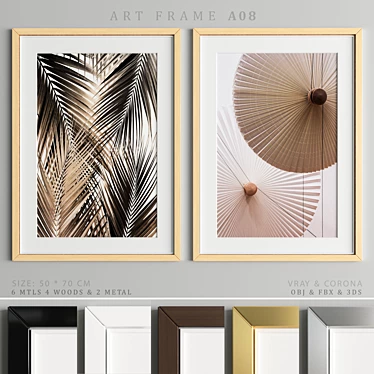 Modern Art Frame Set: Wood & Metal 3D model image 1 