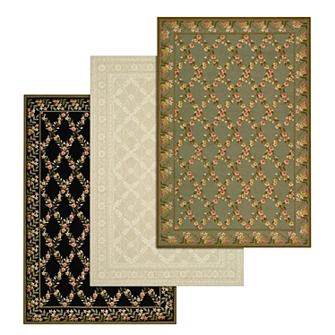 Luxury Rug Collection: Set of 3 High-Quality Carpets 3D model image 1 