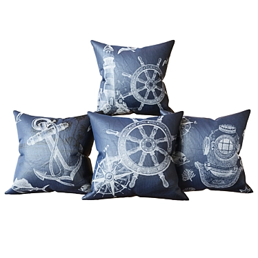 Ocean Bliss 5-Piece Decorative Pillow Set 3D model image 1 