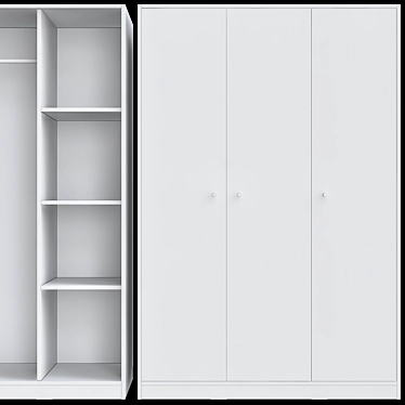 Kleppstad 3-Door Wardrobe: Sleek and Spacious 3D model image 1 