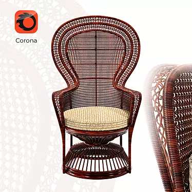 Natural Rattan Chair: Elegant and Comfortable 3D model image 1 