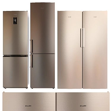 Atlant Refrigerator Set: Side-by-Side & Double Door 3D model image 1 